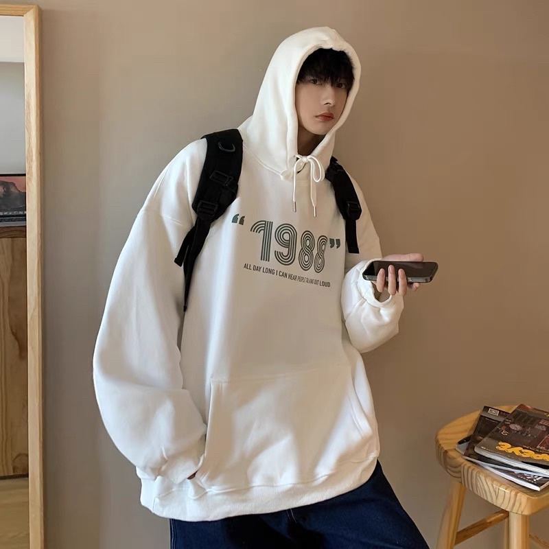 Áo Hoodie Nỉ Bông Dài Tay Unisex 1988 Túi Bụng