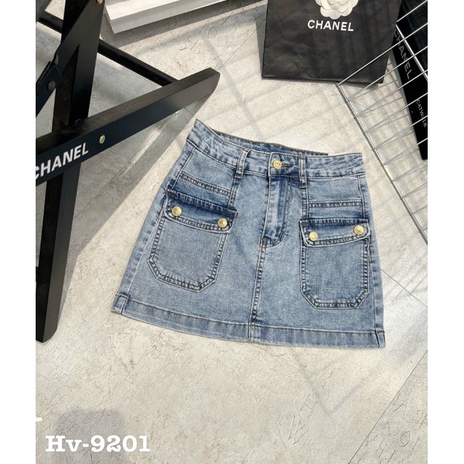 Chân váy jean túi khuy hàng QCL1