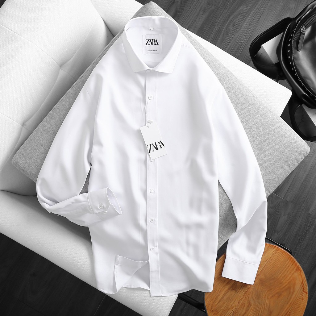 Áo sơ mi nam màu trắng dài tay Cao Cấp công sở, Sơ Mi Nam Hàn Quốc Đẹp dáng ôm Thấm Hút Mồ Hôi - Hàng Việt Nam xuất khẩu
