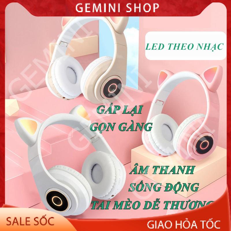 Tai Nghe Bluetooth Chụp tai Không dây Đèn Led có thể Gập lại Mèo B39 GEMINI SHOP