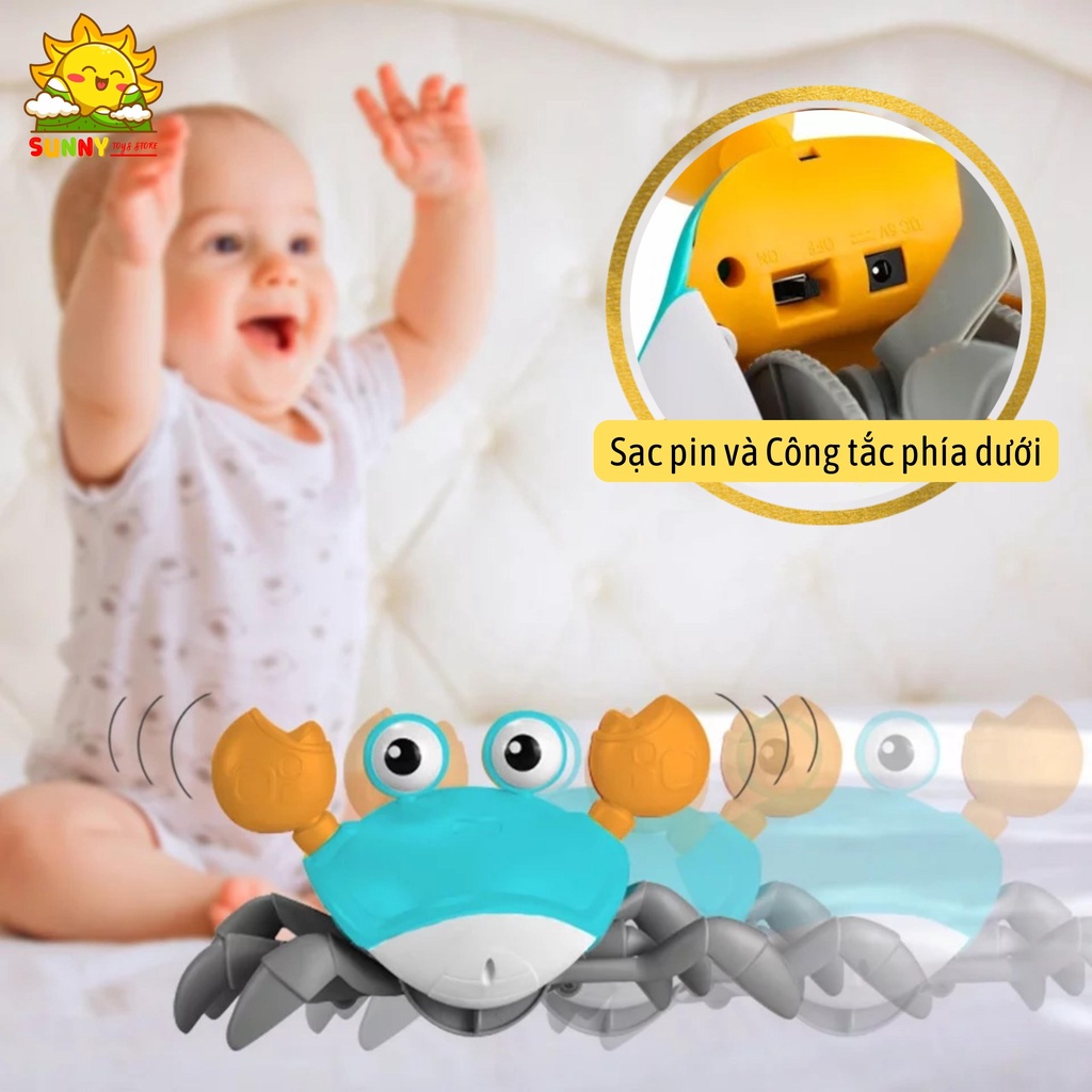 Đồ chơi Con Cua cảm biến tự tránh vật cản, âm thanh ánh sáng vui nhộn, sạc pin tiện lợi, đồ chơi thông minh - Sunny Kids