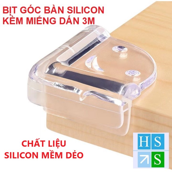 SET 04 Bịt góc bàn silicon bọc cạnh bàn góc tủ bàn kính an toàn cho trẻ em (Vuông, Cạnh hoặc Tròn) - HS Shop Thủ Đức