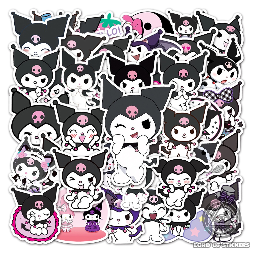 Set 50 Nhãn Dán Kuromi Sticker Nhân Vật Hoạt Hình Cute Dễ Thương Chống Thấm Nước Trang Trí Mũ Bảo Hiểm, Laptop, Vali, Sổ