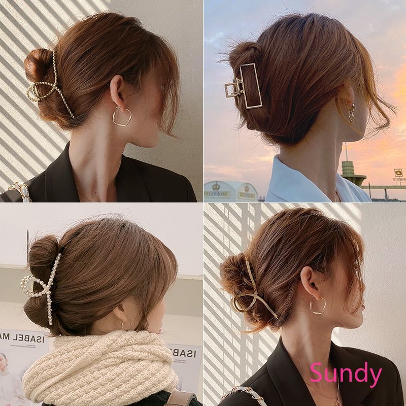 Kẹp tóc kim loại hình càng cua phong cách retro cho nữ