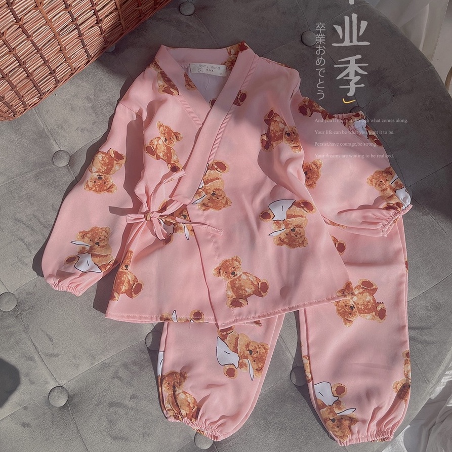 Bộ Đồ Ngủ Pijama Yakuta Dài Tay Lụa Mango Cho Bé Trai Bé Gái 8-20kg Babimama - BPN16