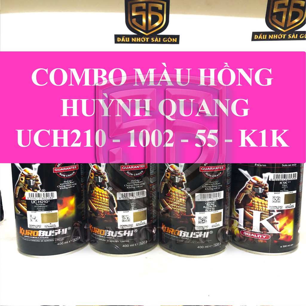 [ COMBO 4 CHAI ] SƠN XỊT SAMURAI MÀU HỒNG HUỲNH QUANG UCH210 - UC1002 - 55** - K1K