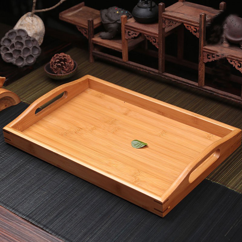 Khay Gỗ Tre Đựng Thức Ăn Hình Chữ Nhật Có Tay Cầm, An Toàn, Cao Cấp, Chắc Chắn - SNF Bamboo and Craft