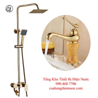 Combo bộ sen cây vàng ánh kim kèm vòi chậu lavabo cao cấp SC14-SNL21