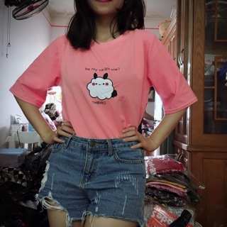 Áo phông cotton co giãn 4 chiều hình cừu