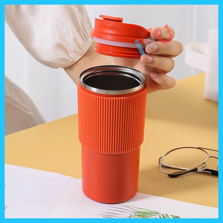 HCM - Ly giữ nhiệt uống cà phê cao cấp có silicon chống trượt 450ml