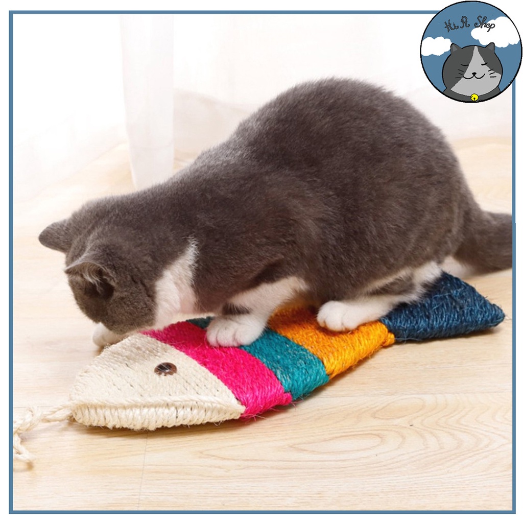 Bàn Cào Móng Hình Cá Cho Mèo Có Dây Treo