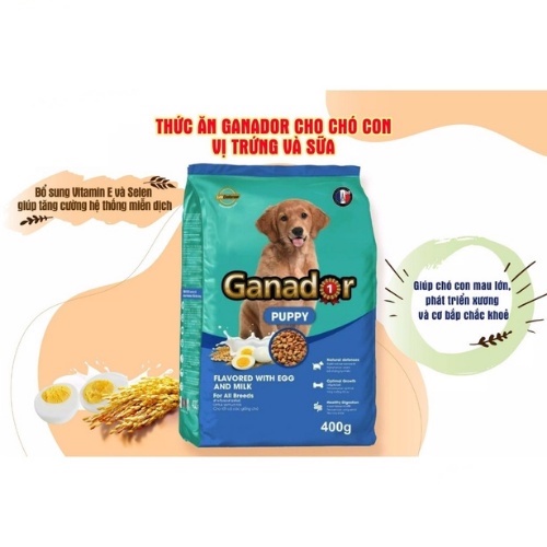 3 Gói Thức ăn hạt cho Chó con Ganador Gói 400g Thương hiệu từ Pháp Dinh dưỡng tốt nhất cho tất cả các giống Chó
