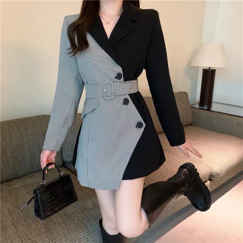 TKLIHN Áo váy Vest mix màu Ulzzang Sang Chảnh thanh lịch HOT FASHIONITA 2021
