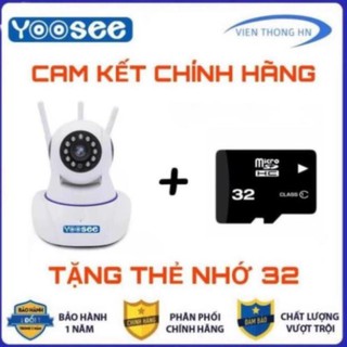 Camera yoosee 3 râu wifi ip xoay 360 độ râu 720p - kèm thẻ nhớ 32