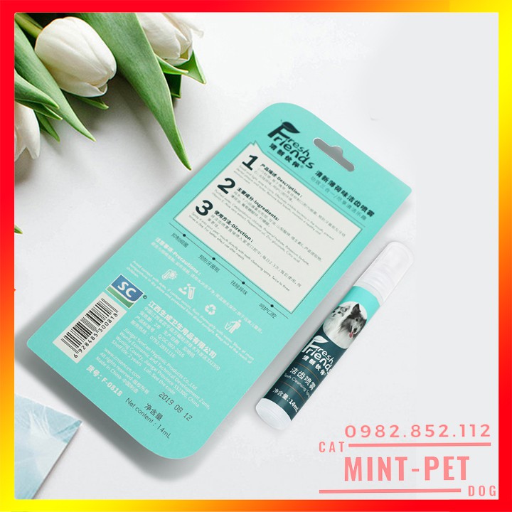 [Mã 44FMCGSALE1 giảm 10% đơn 250K] Xịt Thơm Miệng Vệ Sinh Răng Miệng Chó Mèo 14 ml #MintPet