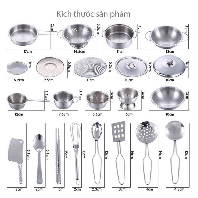 Bộ đồ chơi nhà bếp nấu ăn inox 40 món - Lotte Market