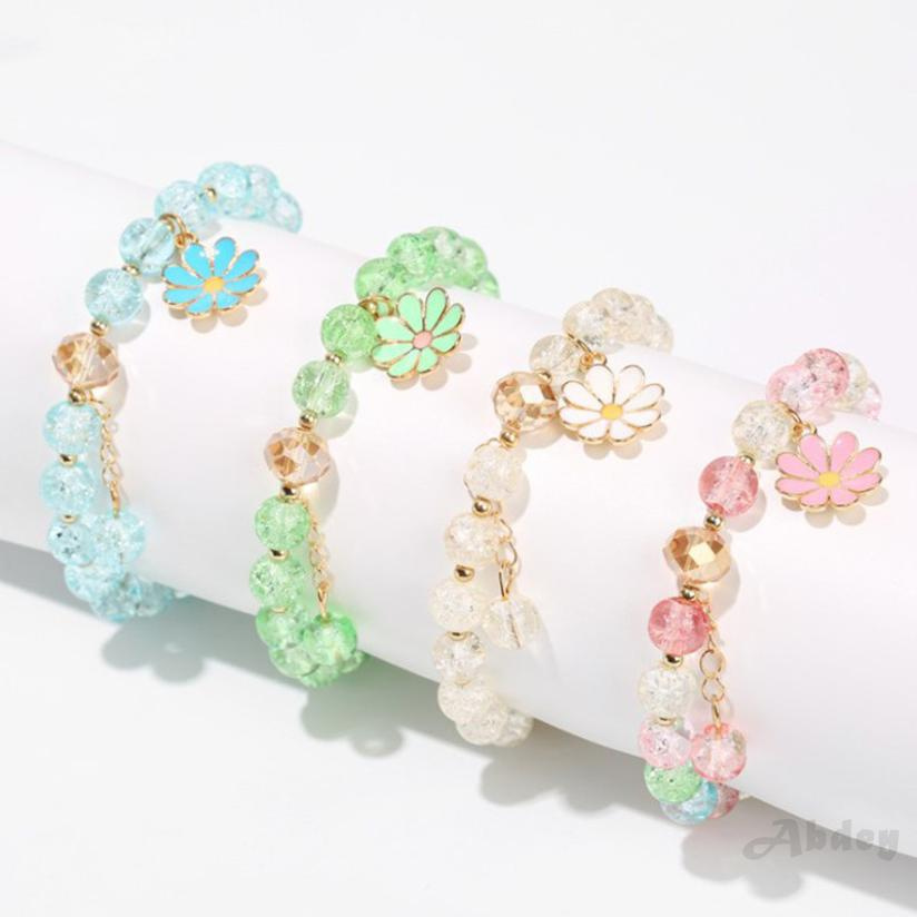 [Abdey] Chúng tôi hoa Hạt pha lê đáng yêu Daisy Charm Fortune tay Vòng cho phụ nữ Cô gái Vòng tay Chuỗi đeo tay Đồ trang sức