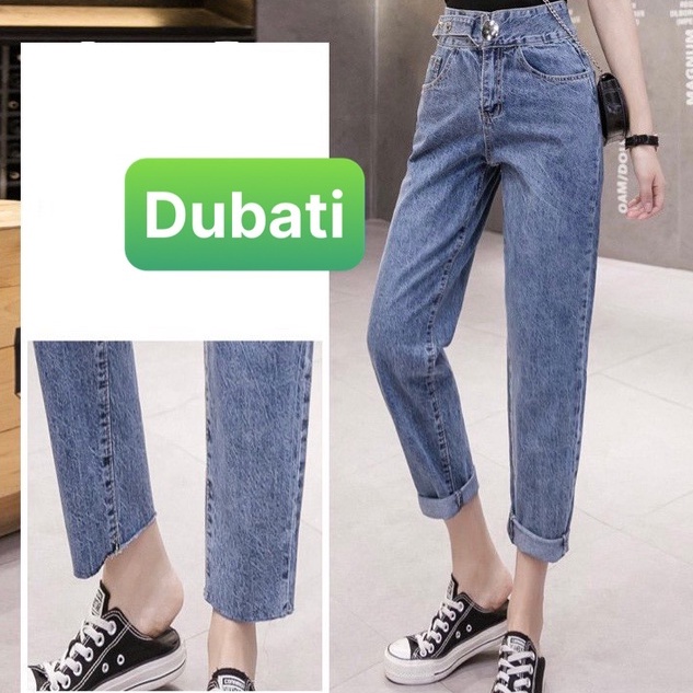QUẦN BAGGY JEAN NỮ KHÓA KIỂU CÀI NÚT DÂY SANG CHẢNH NÂNG MÔNG LƯNG CAO NHẬT BẢN SIÊU HOT- DUBATI FASHION
