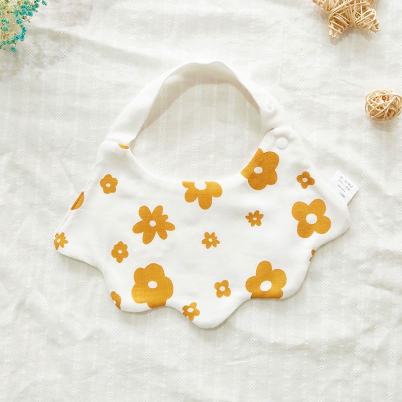 Yếm Ăn Cotton Họa Tiết Hoa / Cherry Hoạt Hình Cho Bé Sơ Sinh