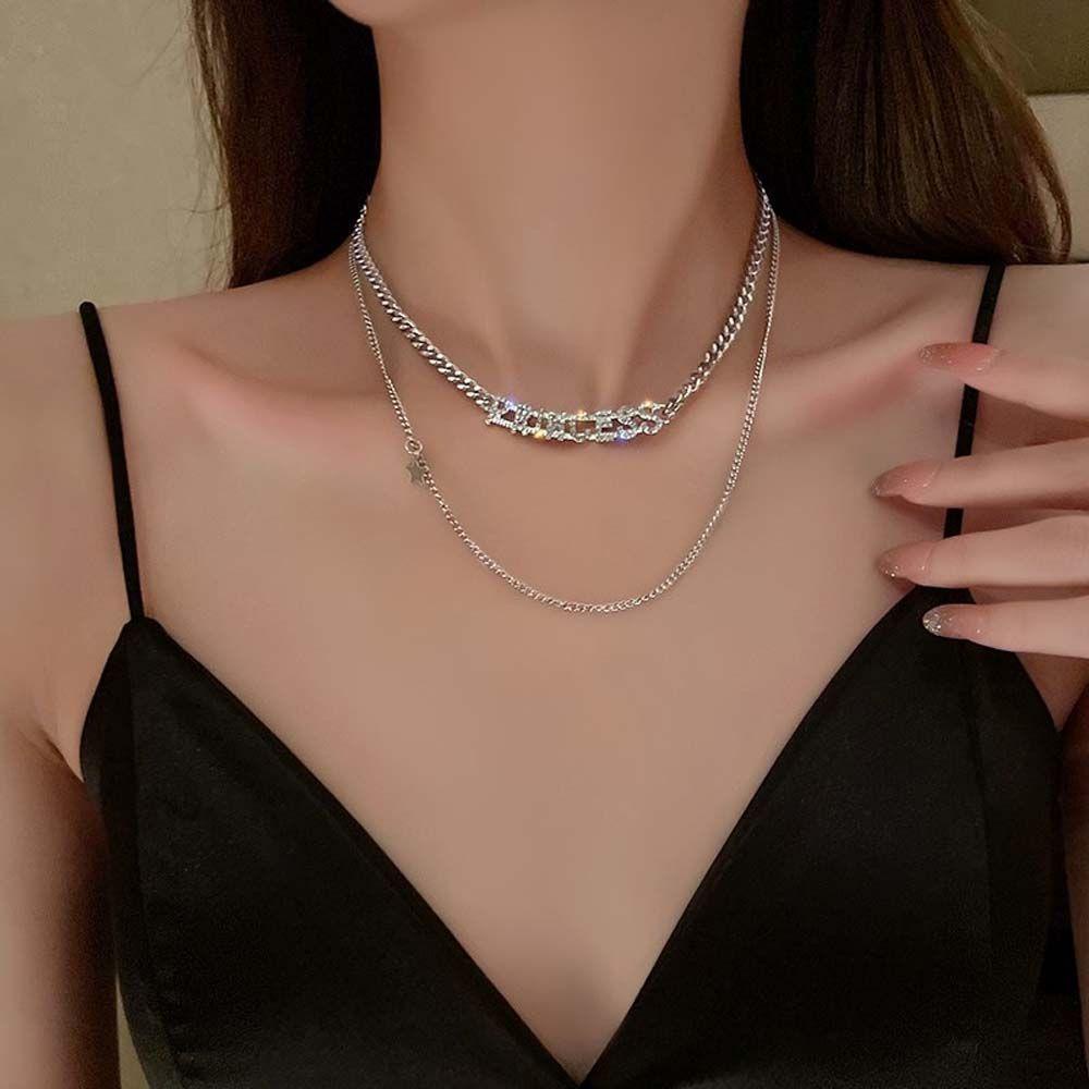 Dây Chuyền Hai Lớp Bằng Kim Loại Mặt Hình Ngôi Sao Thanh Lịch|Dây Chuyền Mặt Chữ Princess Thời Trang Dành Cho Nữ