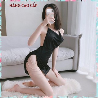Đầm body sexy váy ngủ hở lưng cổ đổ xẻ hông phối dây sang trọng Thư Thư [HÀNG CAO CẤP]