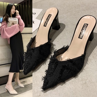 Giày cao gót 7 phân mũi nhọn gót trụ thời trang hàn quốc