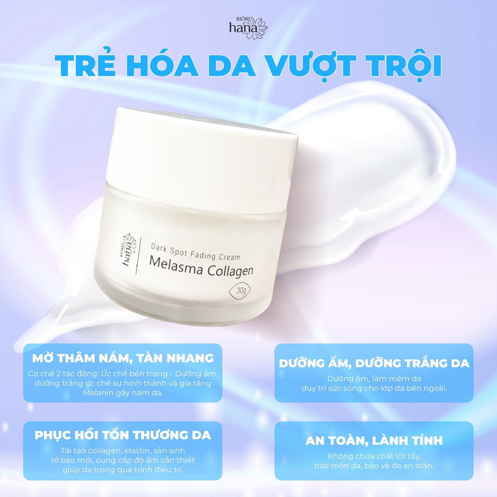 Kem Dưỡng Da Nám RIORI Melasma Collagen 30g - Mờ Nám Thâm Sạm Dưỡng Trắng Phục Hồi Da Tổn Thương Không Bong Tróc