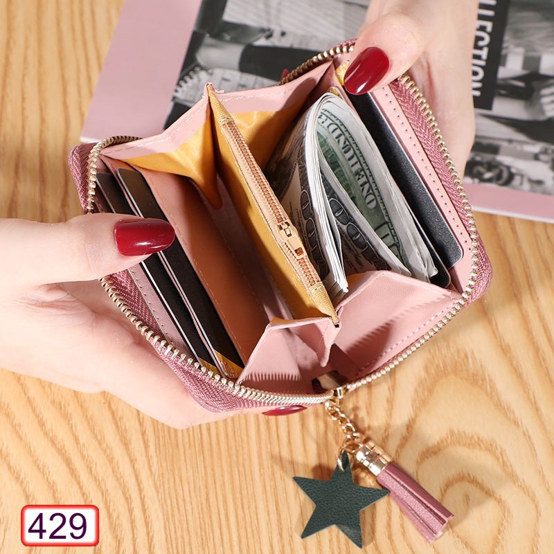 VÍ NGẮN NỮ CẦM TAY ĐÍNH BÔNG HOA CÚC 429 THỜI TRANG HOT TREND