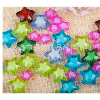 Hạt nhựa xỏ hình ngôi sao màu hỗn hợp trong suốt dùng trong làm trang sức (100g)