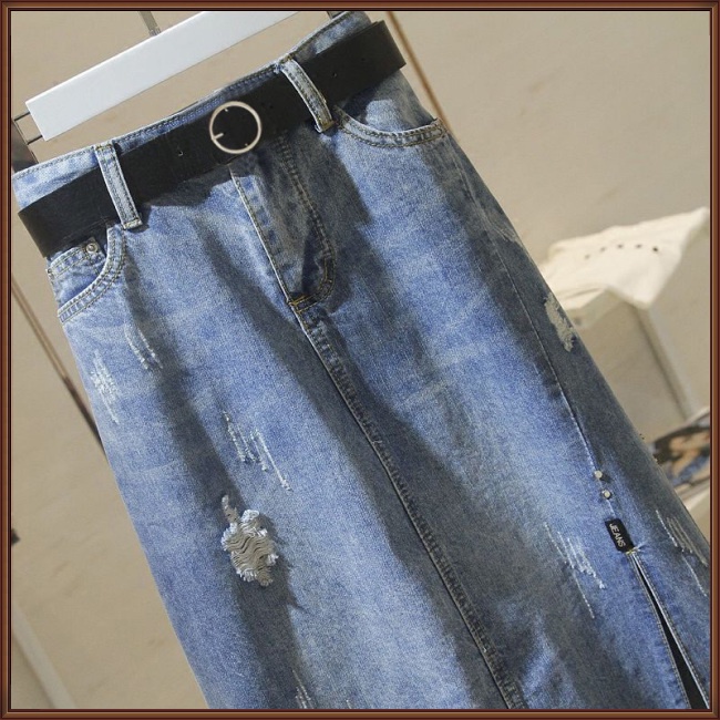 Chân váy jean Dáng Chữ A Lưng Cao Thiết Kế Xẻ Tà Thời Trang Mùa Hè Cá Tính Cho Nữ