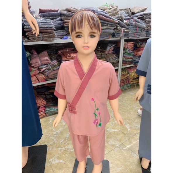 Thời trang trẻ em, bé gái - Đồ lam đi chùa  - Set lam Phật tử  - Huỳnh Gia