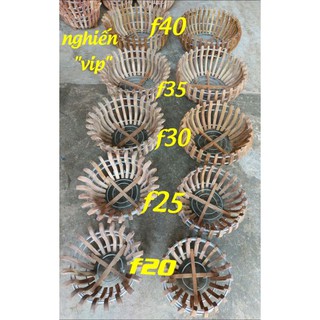 Chậu gỗ nghiến trồng lan size 30, đai inox