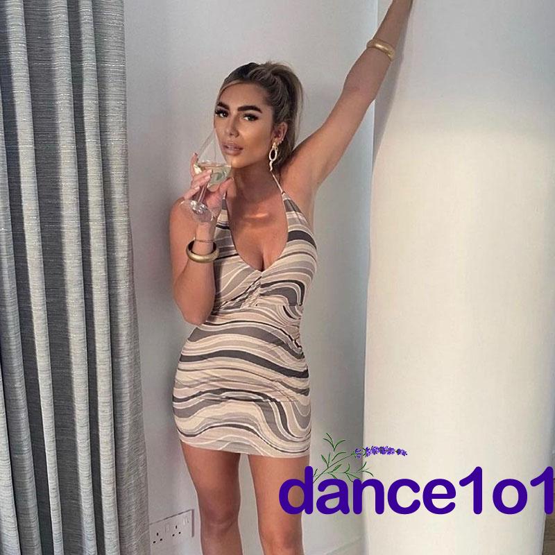 Đầm Hai Dây Hở Lưng In Họa Tiết Thời Trang Cho Nữ