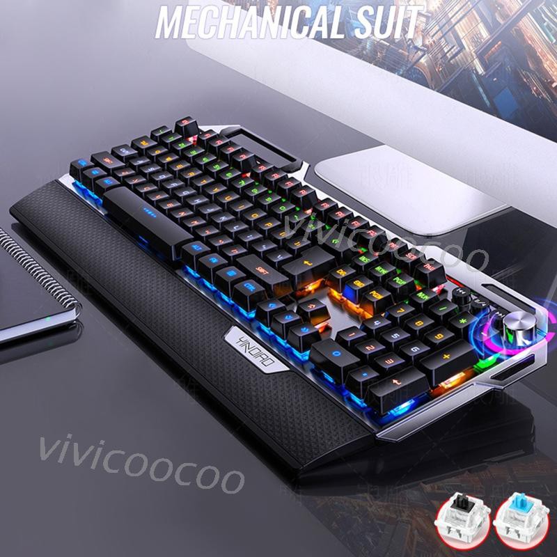 Bàn Phím Chơi Game 104keys Usb 7 Màu Rgb Bằng Hợp Kim Nhôm Kèm Giá Đỡ Điện Thoại