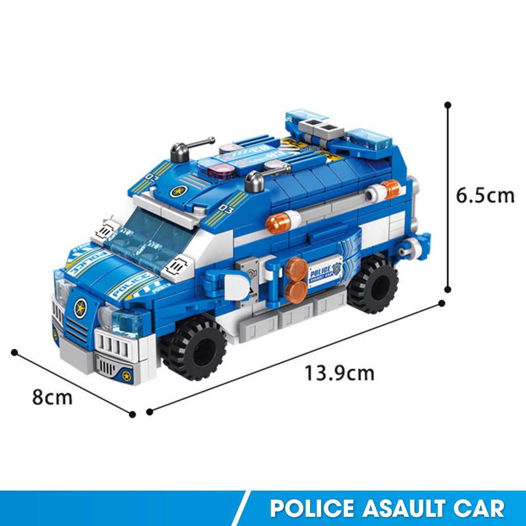Bộ xếp hình Lego-Like Panlos 633015 mô hình xe cảnh sát 12 kiểu lắp ráp ghép hình giúp trẻ phát triển trí tuệ