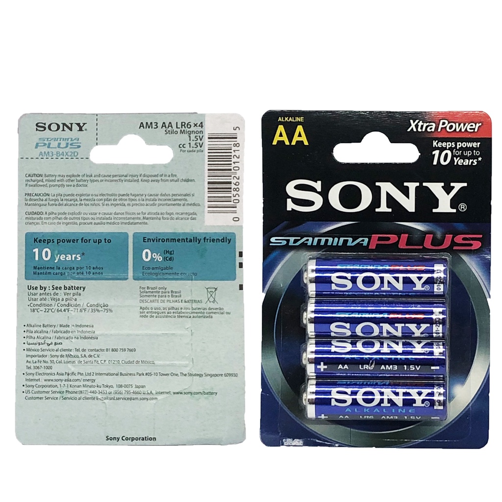 Pin Sony Stamina Plus Extra power AA,AAA LR6, LR03 an toàn với môi trường - Vỉ