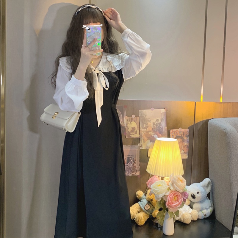 Đầm Perty cổ búp bê thời trang mùa thu Hàn Quốc mới 2022