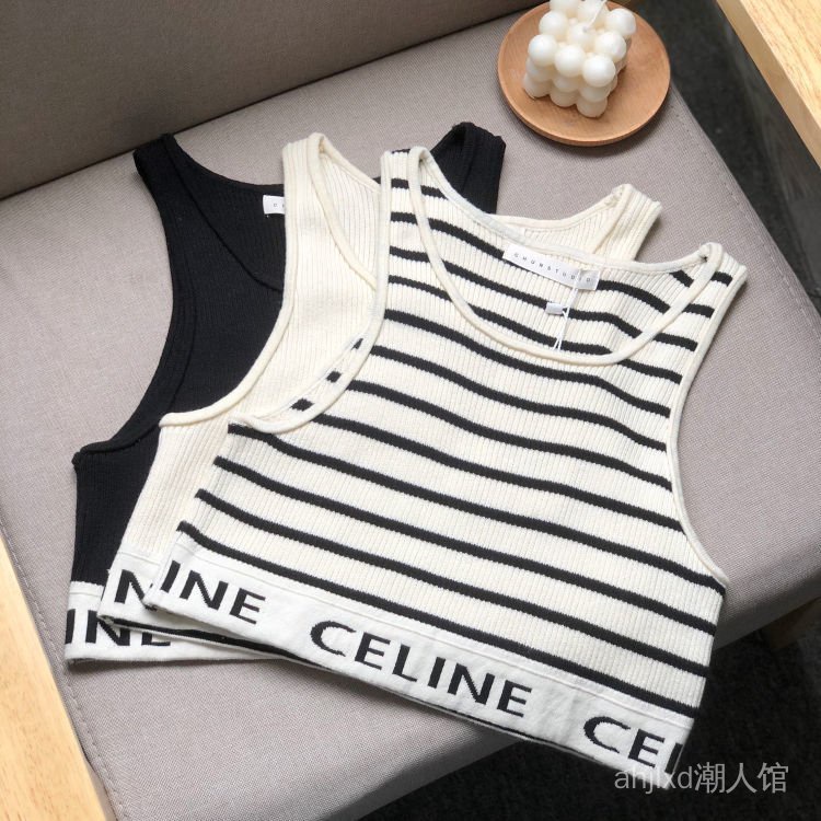 Áo Thun Cotton Ngắn Không Tay Họa Tiết Kẻ Sọc In Chữ Lisa21 Thời Trang Mùa Hè Cho Nữ | BigBuy360 - bigbuy360.vn