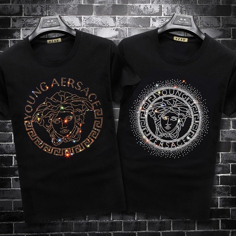 Versace Lengan Pendek lelaki Áo thun lelaki Thời Trang Nam Tay Ngắn Áo Cổ Tròn Nam Áo Sơ Mi Hàn Quốc Slim Mùa Hè Áo