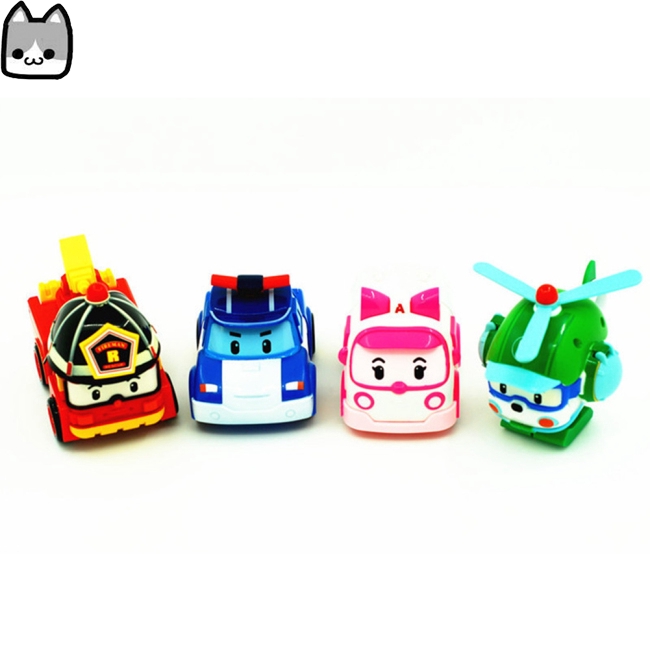 6 in 1 Korean Animation Cartoon Robocar Poli Transformation Robot Car Toys Set