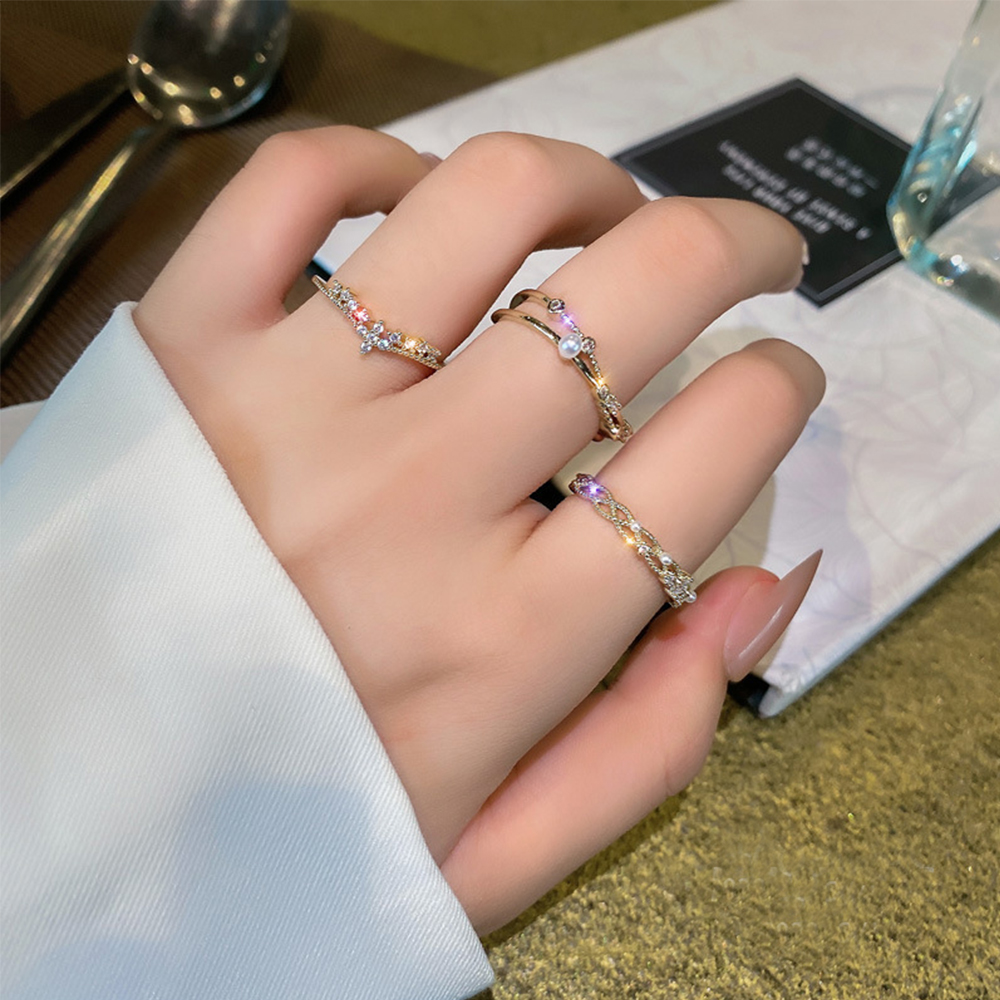 Nhẫn Đeo Tay Kim Loại Đính Đá Thời Trang Cho Nữ