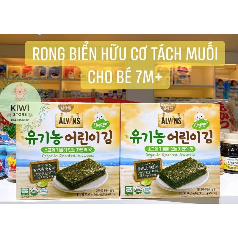 Rong biển hữu cơ tách muối Alvins cho bé từ 7m+