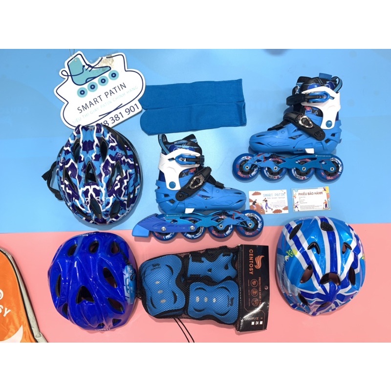 Full combo giày patin Flying Eagle s5s+ màu xanh cao cấp