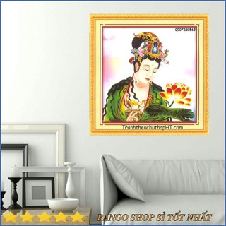 FreeShip Từ 199K Tranh thêu chữ thập Phật bà bên hoa sen A749 (tự thêu)