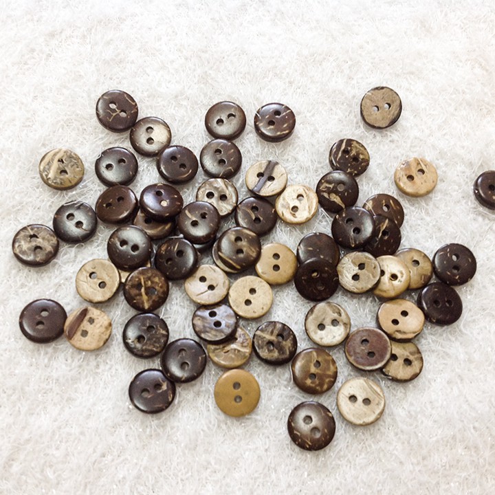 5 Nút áo gỗ khuy có vân size 1cm 1.1cm cúc đính kết áo trang trí dễ thương