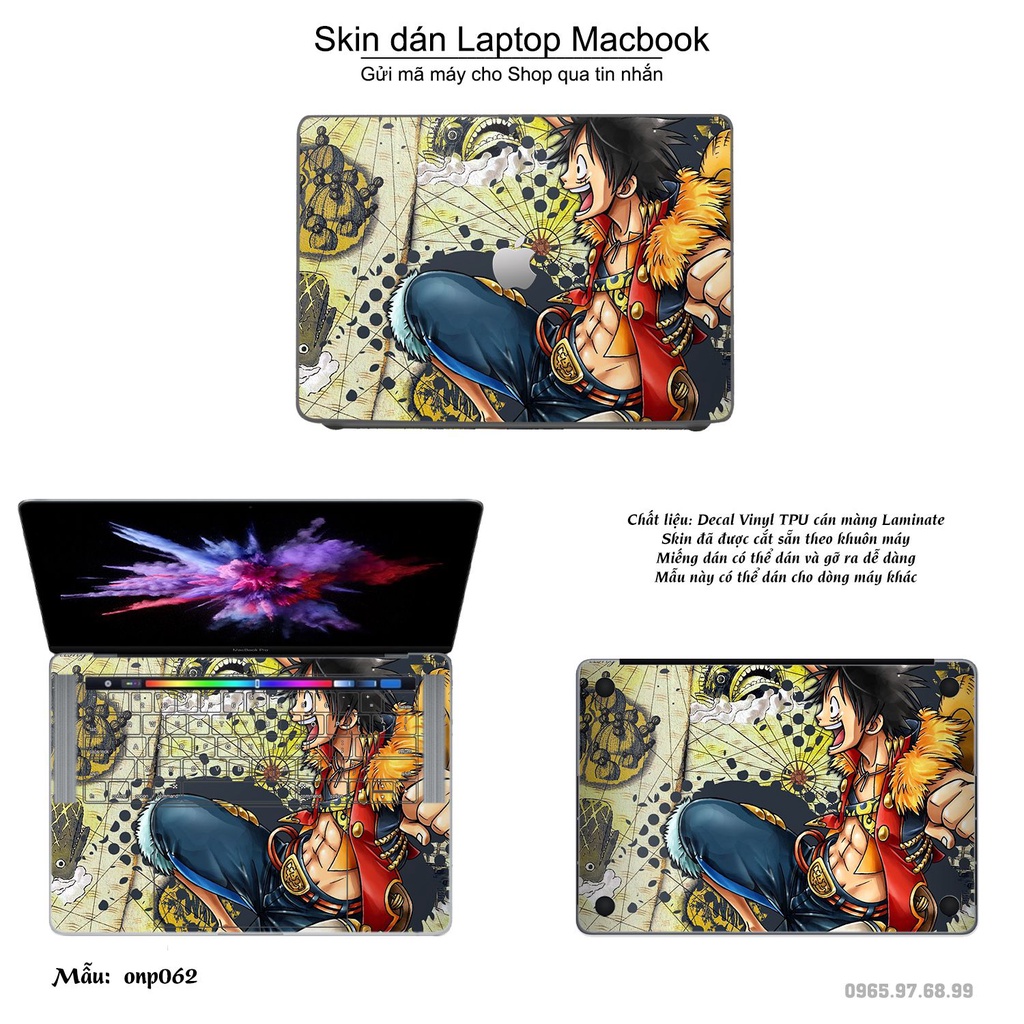 Skin dán Macbook mẫu One Piece (đã cắt sẵn, inbox mã máy cho shop)