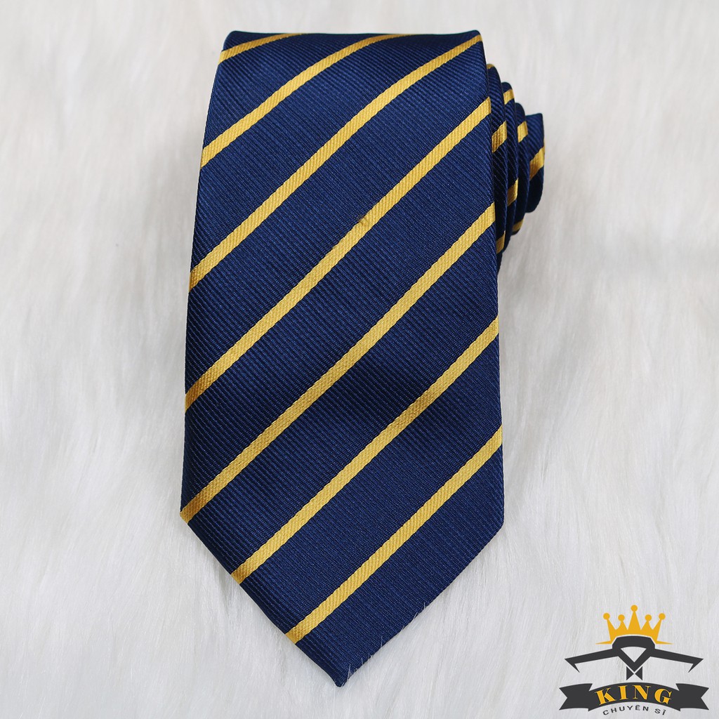 Cà vạt nam KING caravat hàn quốc công sở và chú rể bản lớn to 8cm họa tiết kẻ sọc sang trọng C054