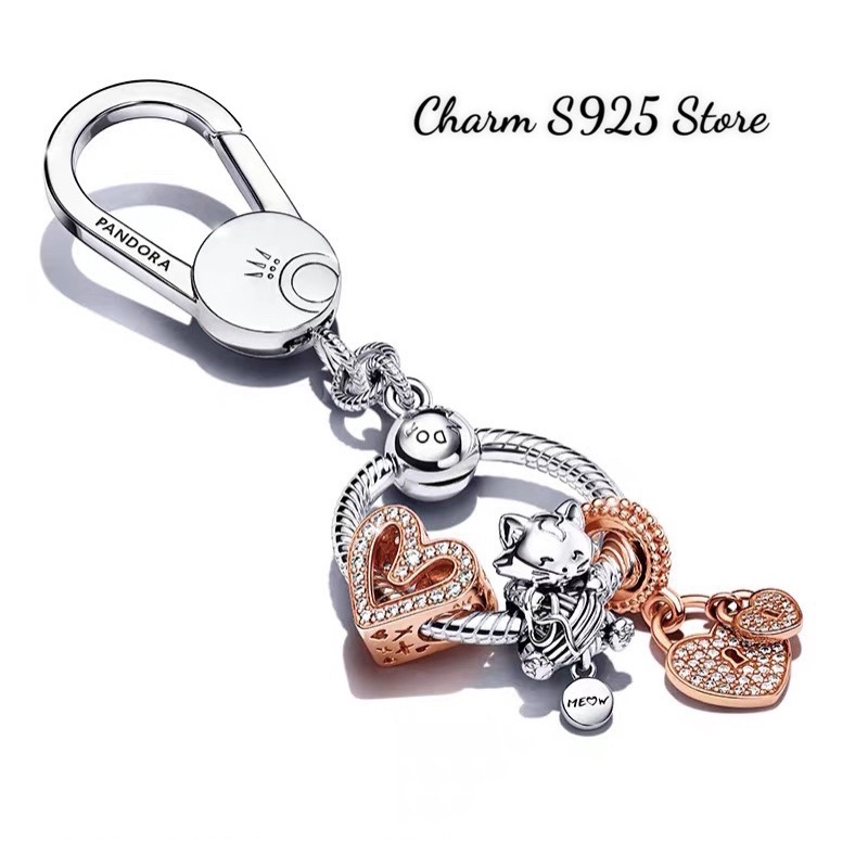 charm pan kitten &amp; Yarn ball bạc s925 cao cấp