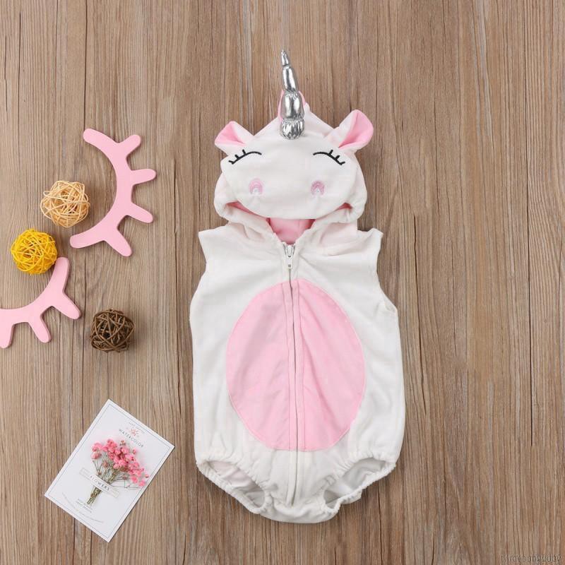 Romper cotton không tay khóa kéo dễ thương cho bé gái