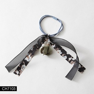CH071 cột tóc hoa vải ruy băng Elly handmade